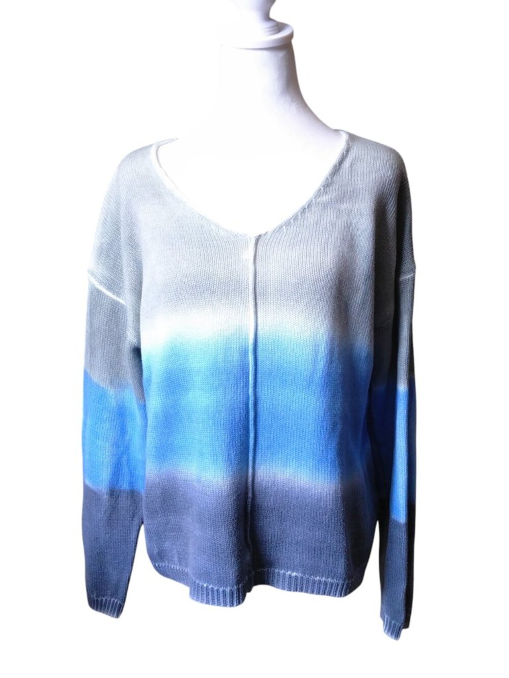 Metric Knits 100% Cotton Ombre Pullover Sweater Size Large Beach Hippie Colorful